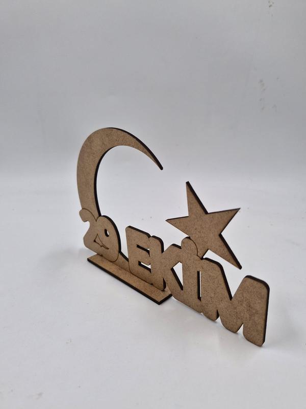 1 Adet 29 Ekim Ay Yıldız Ahşap Boyama Okul Dıy Etkinlik Aktivite Sanat 20 cm x 13 cm