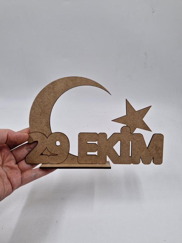 1 Adet 29 Ekim Ay Yıldız Ahşap Boyama Okul Dıy Etkinlik Aktivite Sanat 20 cm x 13 cm