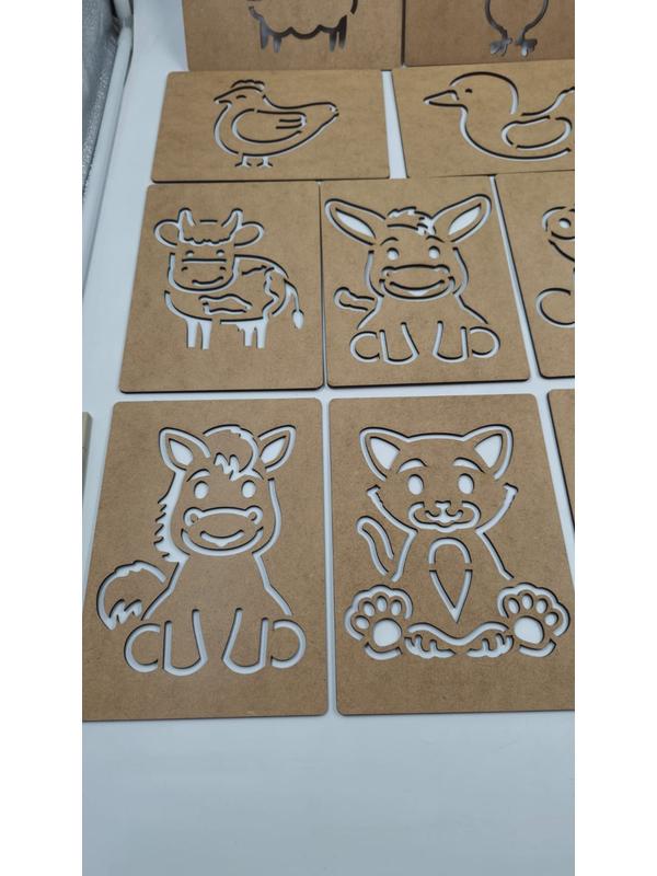 Ahşap Montessori Çizim Seti Çiftlik Hayvanları Kutulu 14 Adet