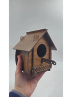 Ahşap Kuş Yuvası Evi Ceviz 11 cm x 10 cm x 15 cm