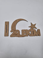 1 Adet 29 Ekim Ay Yıldız Ahşap Boyama Okul Dıy Etkinlik Aktivite Sanat 20 cm x 13 cm
