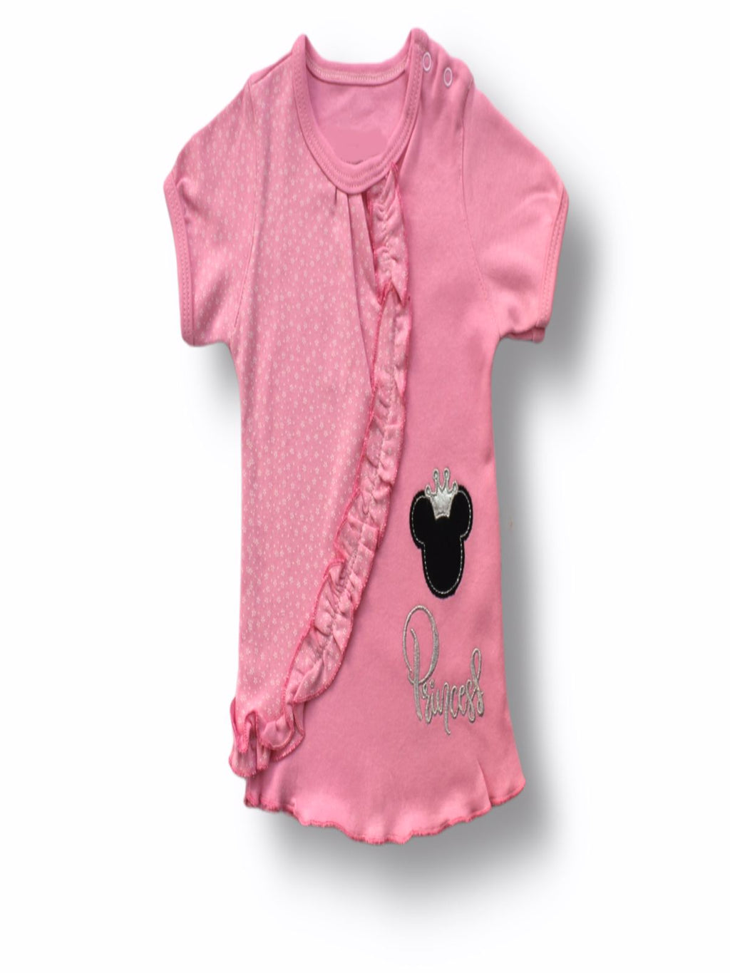 3-6 6-9 9-12 12-18 Ay Princess Taçlı Mickey Nakışlı Şort Tişört 3lü Kız Bebek Takımı