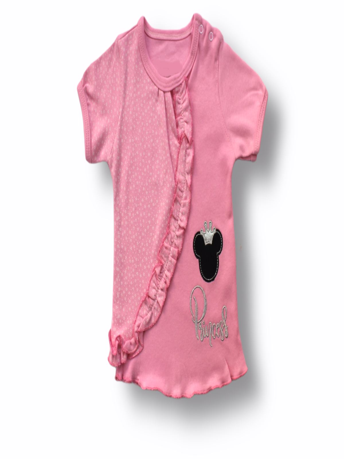 3-6 6-9 9-12 12-18 Ay Princess Taçlı Mickey Nakışlı Şort Tişört 3lü Kız Bebek Takımı