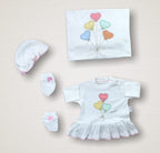 Kalpli Uçan Balon Nakışlı %100 Cotton Antibakteriyel 10lu Zıbın Takımı Hastane Çıkışı