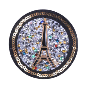Aplike Ütü İle Yapışan Taşlı Eyfel Kulesi Siyah Arma 6 cm
