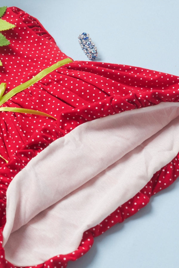 3-6-9 Ay Çilek Bebekler Penye Kumaş Kısa Kol Bebek Elbisesi