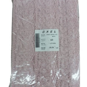 Dantel Polyester Sanal Tül Bant Açık Pembe 18,50 Metre En 6 cm ON-60-P