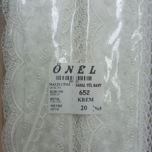 Dantel Polyester Sanal Tül Bant Krem 20 Metre En 6 cm ON-652-KR