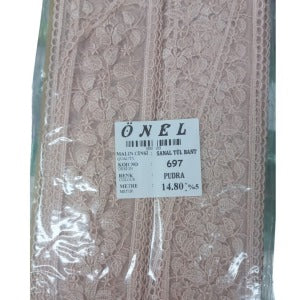 Dantel Polyester Sanal Tül Bant Pudra 14,80 Metre En 6 cm ON-697-PU