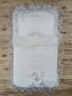 Yenidoğan Bal Peteği Taç Nakışlı Kundaklı Trilüks 3lü Alt Açma Seti