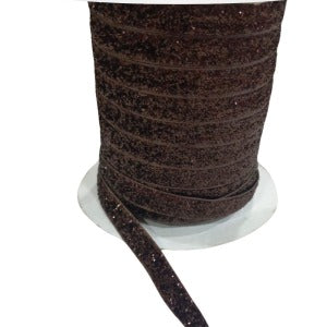 Kadife Kurdele Simli 1 cm Kahverengi 1 Metre