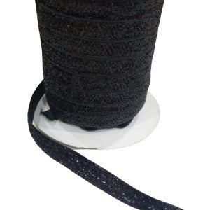 Kadife Kurdele Simli 1 cm Siyah 1 Metre