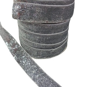 Kadife Kurdele Simli 2 cm Gümüş 10 Metre