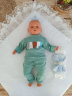 Yenidoğan Teri Cotton Taç Nakışlı Prizma Taş Kundak Bebek Battaniyesi