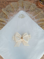 Yenidoğan Piramitland Taşlı Gold Güpür İşleme Bebek Battaniyesi Kundak