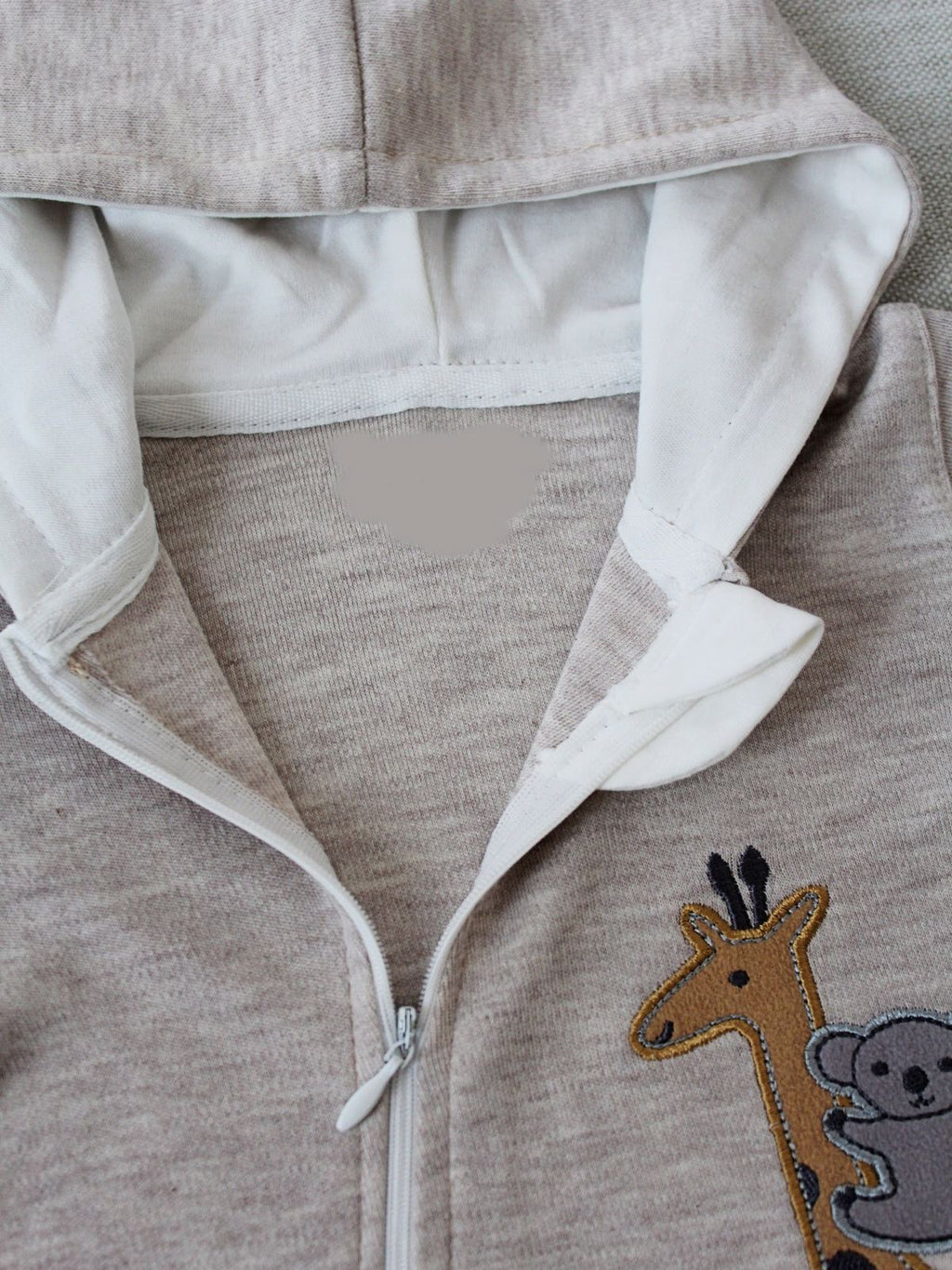 6-9 9-12 Ay Ef Çizgi Boy Fermuarlı Zürafa Nakışlı Kapşonlu Kız Erkek Bebek Tulumu