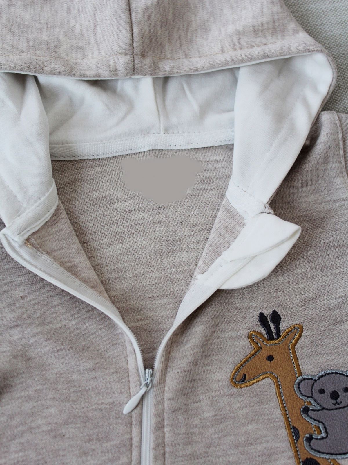 6-9 9-12 Ay Ef Çizgi Boy Fermuarlı Zürafa Nakışlı Kapşonlu Kız Erkek Bebek Tulumu