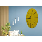 Ahşap Minimal Dekoratif Duvar Saati - 33x33 cm Hardal