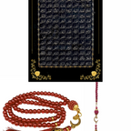 Namaz Tesbihi Vavlı 99'lu Cam İncili Esma'ul Hüsna Dua Kartı ile Fuşya Renk Hediyelik