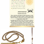 Namaz Tesbihi Vavlı 99'lu Cam İncili Amenerrasulü Dua Kartı ile Süt Kahve Renk Hediyelik