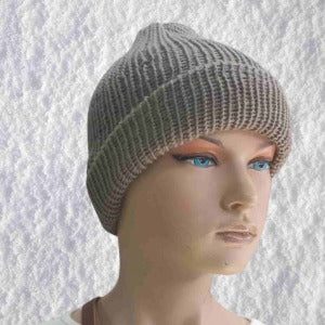 El Örgüsü Doğal Yün ve Akrilik Karışımlı Sıcacık Kış Beresi Füme Renk