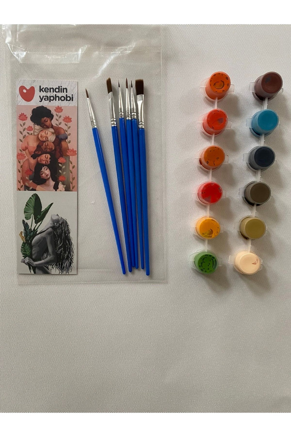 12’li Akrilik Boya ve 6 Adet Fırça Seti – Profesyonel Boyama Kit
