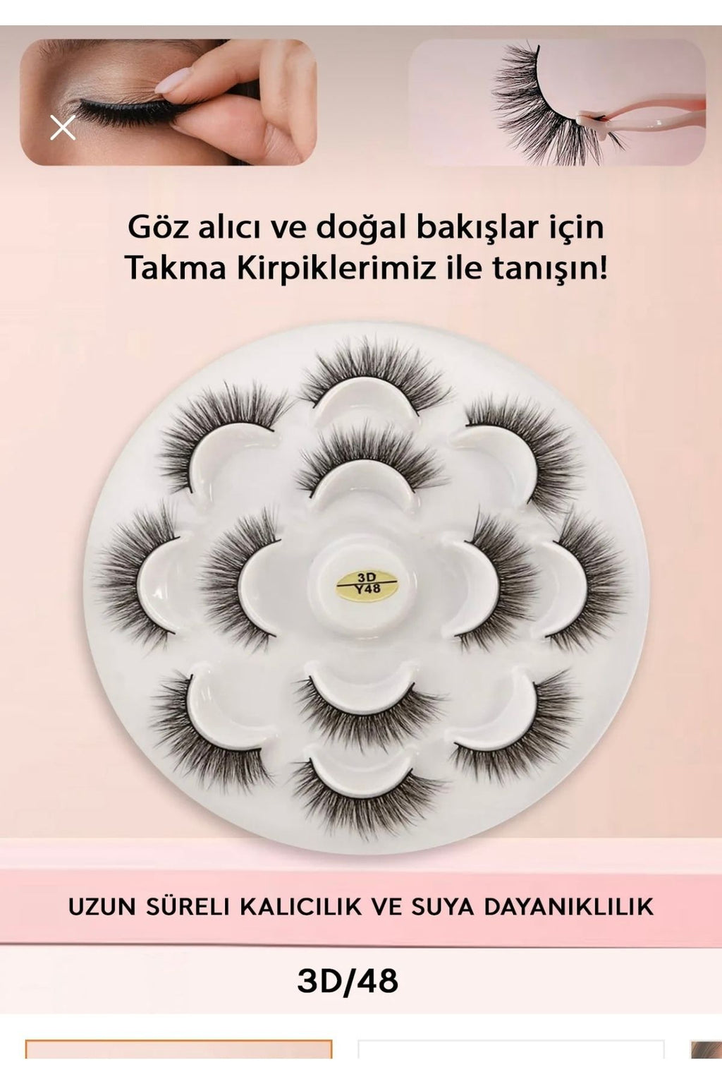 Takma Kirpik Doğal Ipek 3d-48 ( 7 Çift) Hacimli Doğal Görünüm