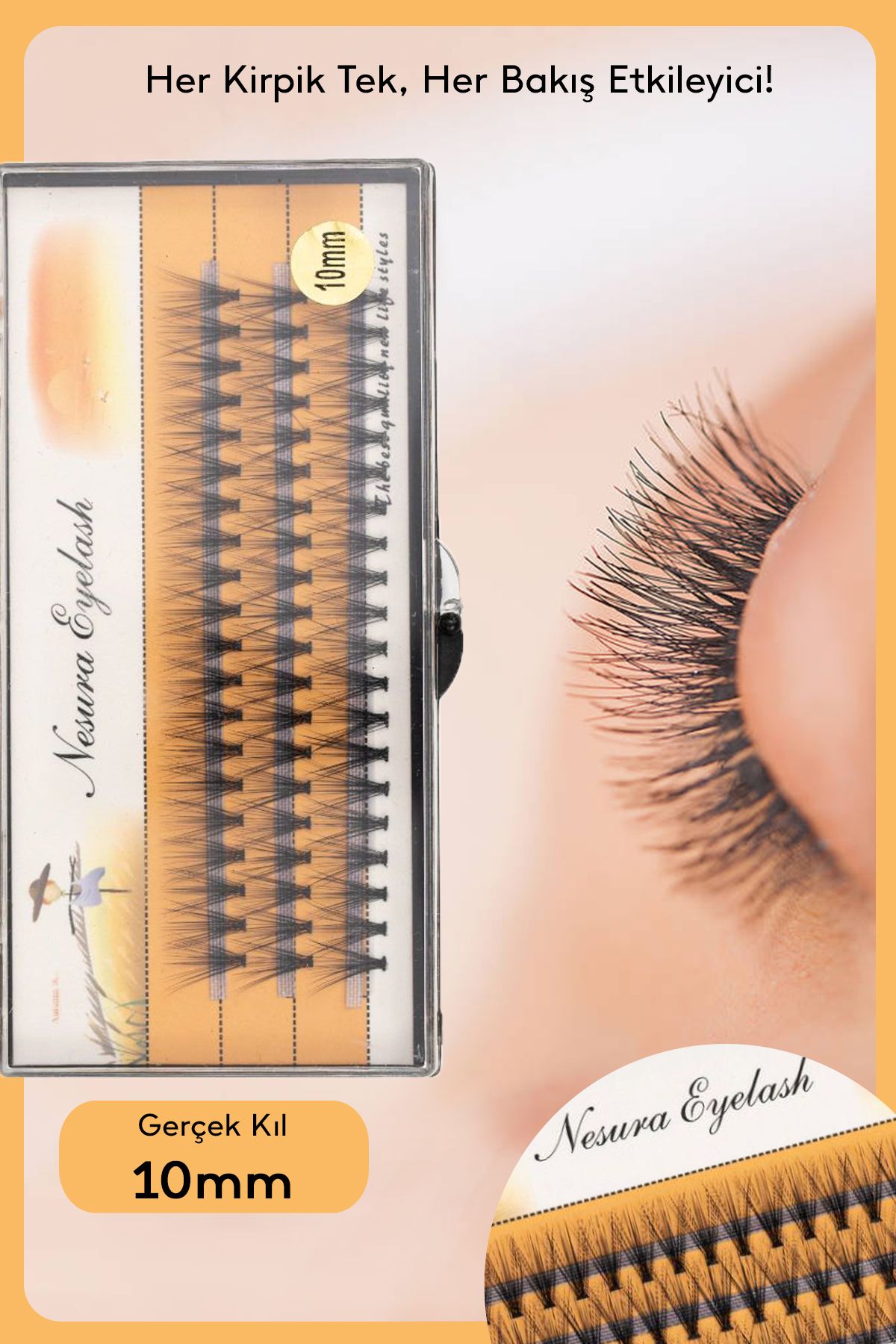 Tekli Takma Kirpik Gerçek Kıl - 10 mm