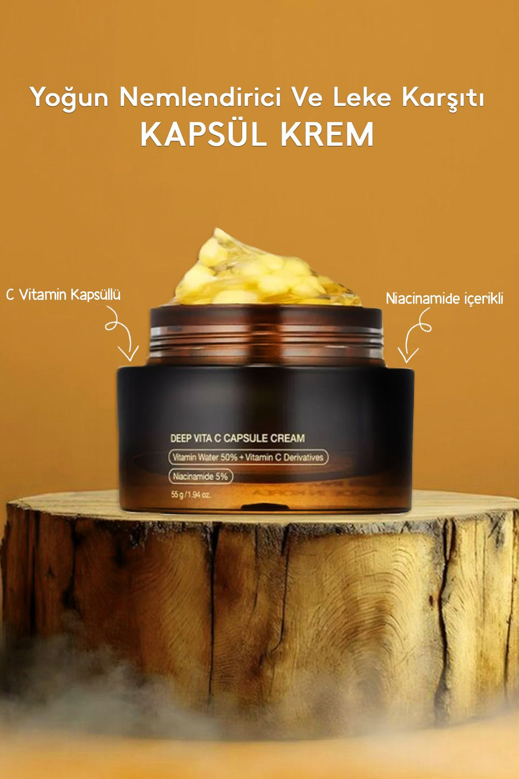 Kapsül Yüz Kremi – Cilt Aydınlatıcı, Vitamin C Yoğun Nemlendirici ve Leke Karşıtı