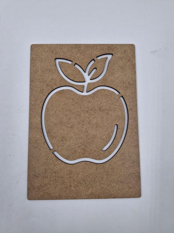 1 Adet Meyveler Elma Ahşap Montessori Resim Çizim Okul Dıy Etkinlik Aktivite Sanat 20 cm x 14 cm