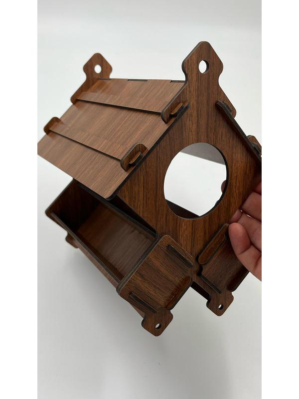 Ahşap Kuş Yuvası Evi Ceviz 20 cm x 15 cm x 22 cm