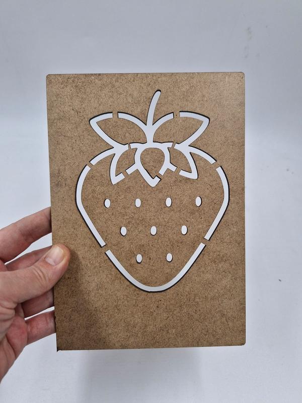 1 Adet Meyveler Çilek Ahşap Montessori Resim Çizim Okul Dıy Etkinlik Aktivite Sanat 20 cm x 14 cm