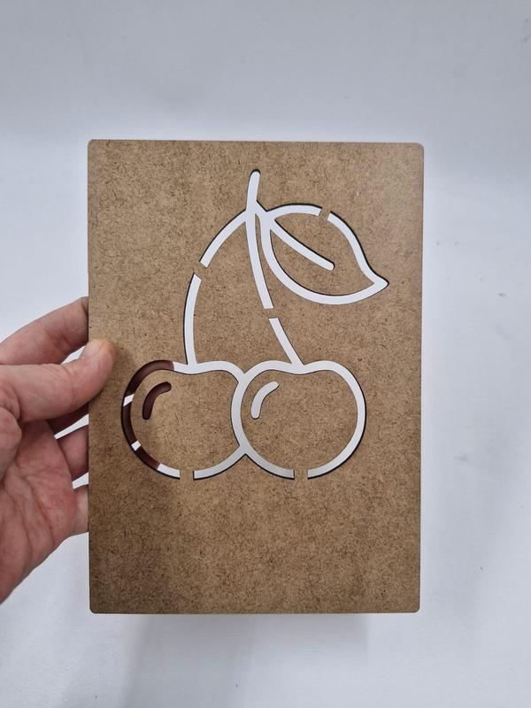 1 Adet Meyveler Kiraz Ahşap Montessori Resim Çizim Okul Dıy Etkinlik Aktivite Sanat 20 cm x 14 cm