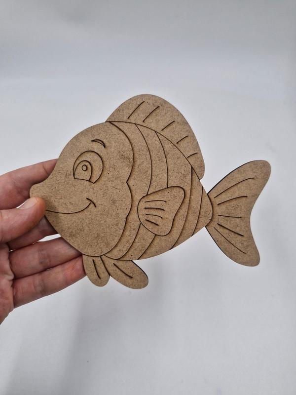 1 Adet Sevimli Balık Ahşap Boyama Okul Dıy Etkinlik Aktivite Sanat 15 cm x 12 cm