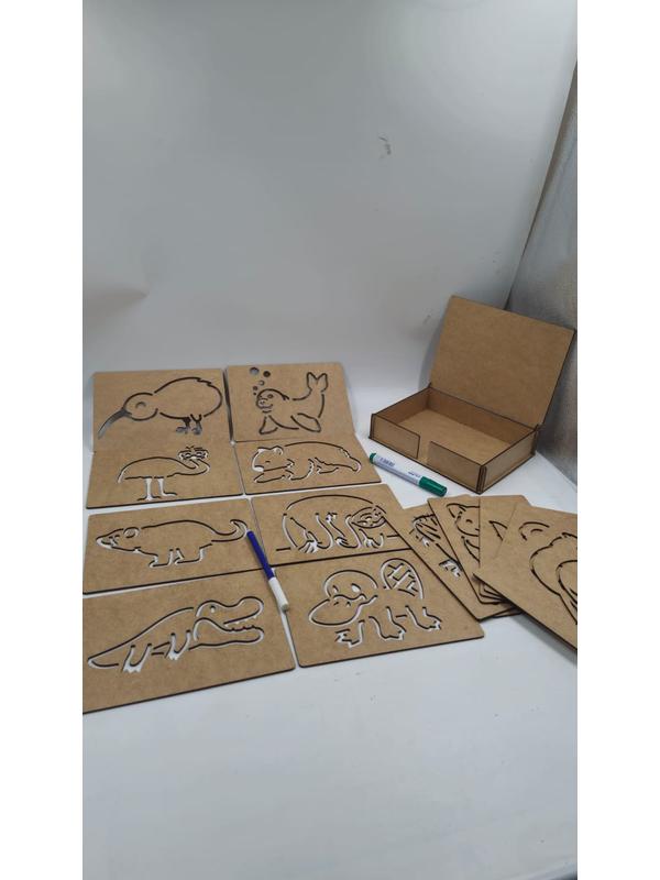 Ahşap Montessori Çizim Seti Avusturalya Havyanları Kutulu 14 Adet