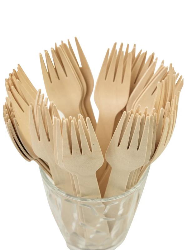 10 Paket Tahta Çatal Bıçak Kaşık Peçete Ikram Seti