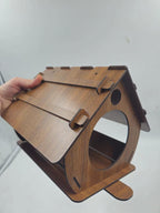 Ahşap Kuş Evi Ceviz Desenli MDF 22 cm x 20 cm x 20 cm