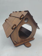 Ahşap Kuş Evi Ceviz Desenli MDF 22 cm x 20 cm x 20 cm