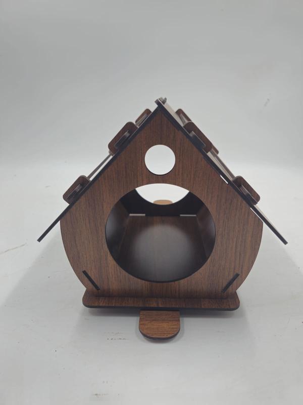 Ahşap Kuş Evi Ceviz Desenli MDF 22 cm x 20 cm x 20 cm