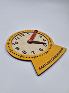 Ahşap Saatleri Öğreniyorum Montessori Eğitici Oyuncak Turuncu Renk 19 cm x 15 cm