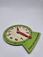 Ahşap Saatleri Öğreniyorum Montessori Eğitici Oyuncak Yeşil Renk 19 cm x 15 cm