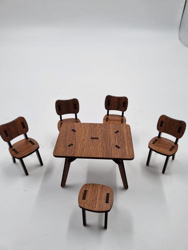 Ahşap Dekoratif Oyuncak Masa Sandalye Takımı 6'lı Set