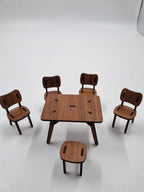 Ahşap Dekoratif Oyuncak Masa Sandalye Takımı 6'lı Set