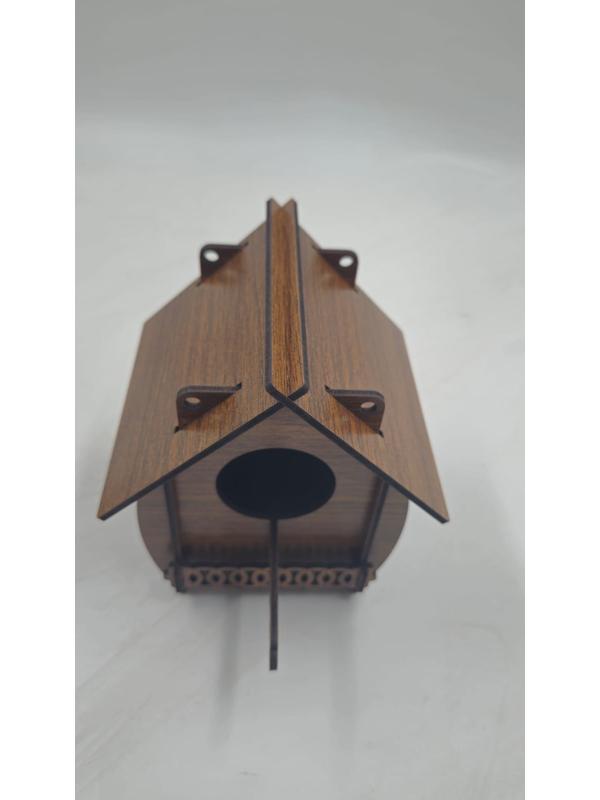 Ahşap Kuş Yuvası Evi Ceviz 11 cm x 10 cm x 15 cm