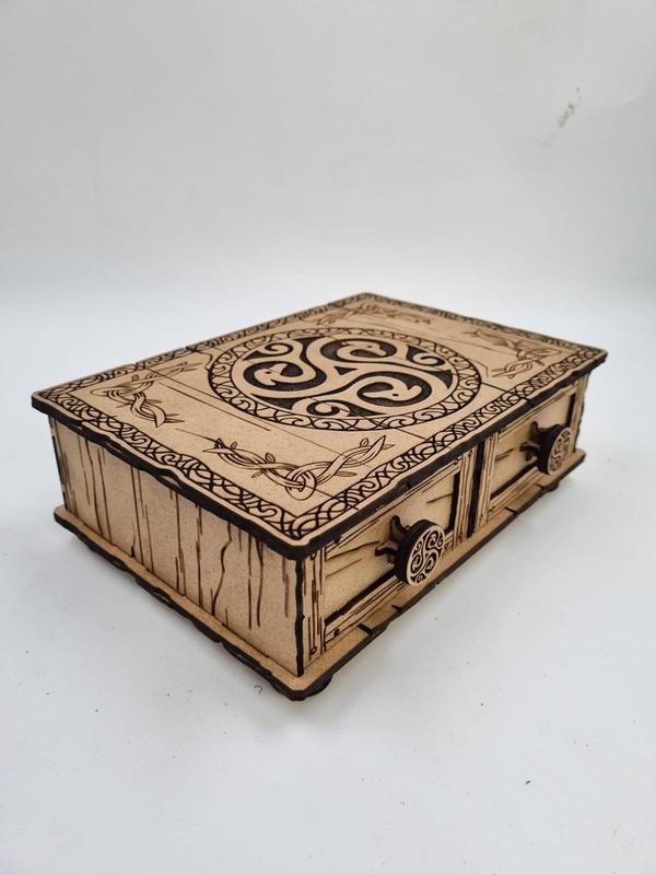 Ahşap Dekoratif İki Çekmeceli Kutu 20 cm x 12 cm x 8 cm