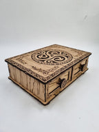 Ahşap Dekoratif İki Çekmeceli Kutu 20 cm x 12 cm x 8 cm