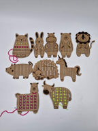 Ahşap Montessori İp Gerçirme Örme Oyunu 10 lu Set