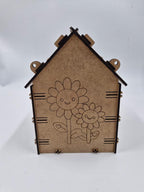 5 Adet Desenli Ahşap Kuş Yuvası Evi Boyanabilir (Etkkinlik İçin) 16 cm x 13 cm x 12 cm