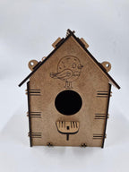 Desenli Ahşap Kuş Yuvası Evi Boyanabilir (Etkkinlik İçin) 16 cm x 13 cm x 12 cm