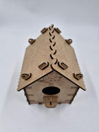 5 Adet Desenli Ahşap Kuş Yuvası Evi Boyanabilir (Etkkinlik İçin) 16 cm x 13 cm x 12 cm